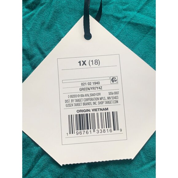 Ava & Viv Womens Plus Size Relaxed Stretch Twist-Front Green Blouse Top - Picture 9 of 10